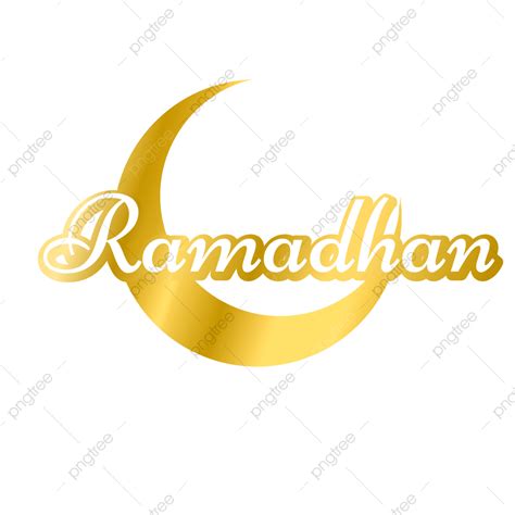 Gold Brilhante Ramadhan Kareem Lettering E Cressent Shilouette Png
