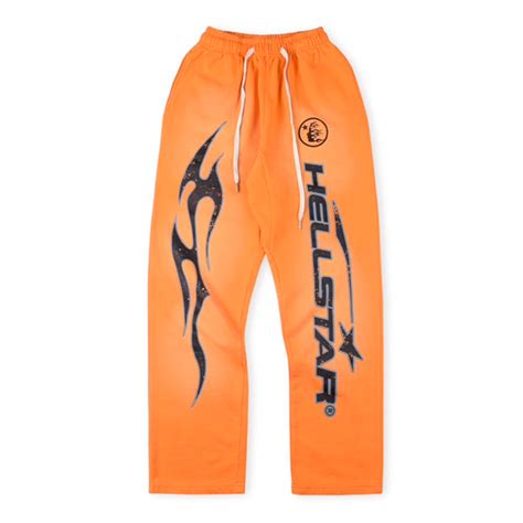 Hellstar Fire Orange Closed Elastic Bottom Pants Aositry
