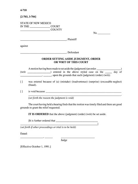 Order Setting Aside Judgment Order Form Fill Out And Sign Printable
