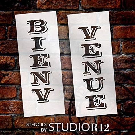 Bienvenue Vertical Stencil 2 Part By Studior12 Reusable Mylar