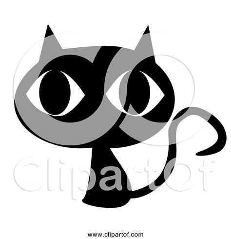 Free Clipart Of Cartoon Black Cat With Big Head And Eyes