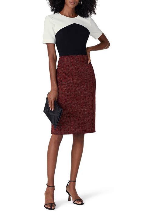 Red Jacquard Colorblock Dress By Jason Wu Collective Rent The Runway