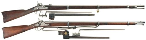 Two Civil War Percussion Rifles With Bayonets And Sheathes