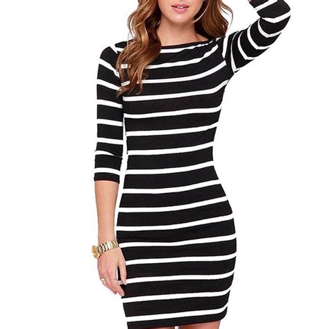 Black And White Stripe Dress Women Striped Dress Ncfashions Moda De Rayas Vestido De