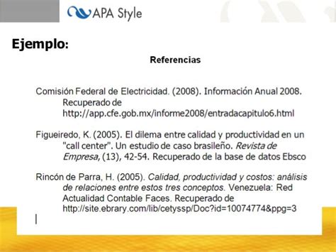 Ejemplo De Referencias Bibliograficas En Formato Apa Ejemplo Sencillo