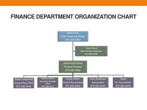It holds everything together through effective accounting and statistics that keep everything in check. PPT - FINANCE DEPARTMENT ORGANIZATION CHART PowerPoint ...
