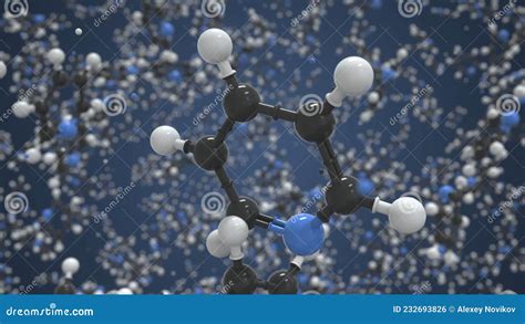 Molecule Of Pyridine Isolated Molecular Model Looping 3d Animation Or