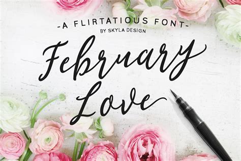 Flirty Font February Love Romantic Modern Calligraphy Script By