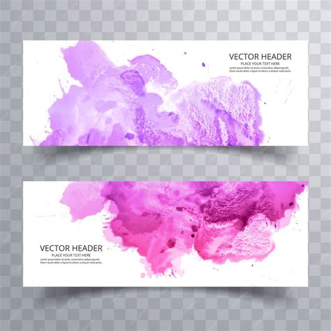 Premium Vector Abstract Paint Brush Colorful Watercolor Header Set