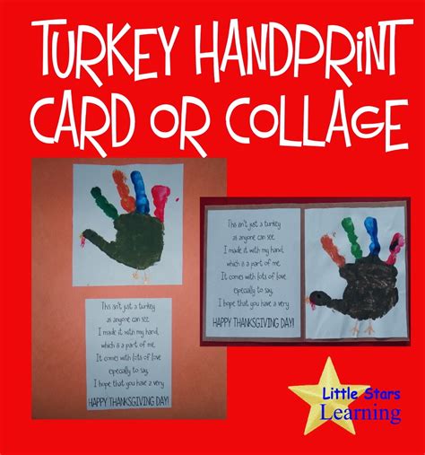 Little Stars Learning Turkey Handprint Cards With Free Poetry Printable