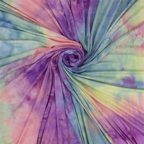 Romex Textiles Polyester Spandex Tie Dye Knit Fabric Purpleyellow