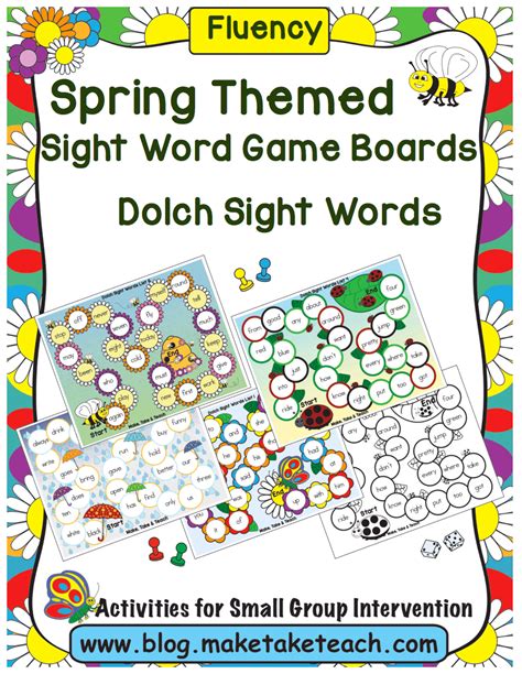 Spring Themed Game Boards For Teaching Sight Words Make