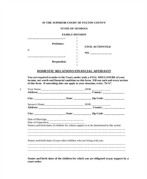 Free 16 Affidavit Support Forms In Pdf Ms Word