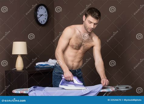 Men Ironing Stock Photo Image Of Bachelor Board