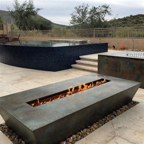 Exposed to the outside environment, the steel develops a rusty in appearance oxide layer. China Outdoor Garden Corten Steel Metal Gas Fire Pit ...