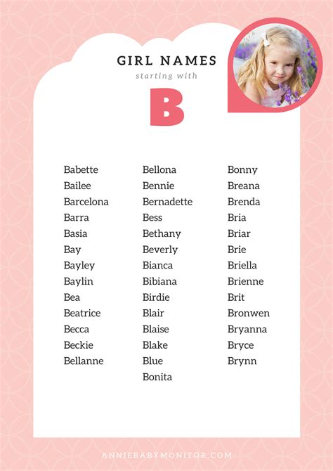 40 Unique Baby Girl Names Starting With B Girl Names Baby Girl