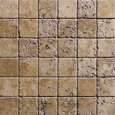 Walnut Dark Tumbled 2x2 Travertine Mosaics 12x12 From Country Floors