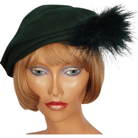 Vintage 1950s Ladies Hat Green Felt By Vogue De Paris Montreal From