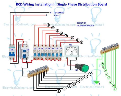 Single phase distribution board connection diagram distribution board is a component of an electricity supply system that divides. RCD Wiring Installation In Single Phase Distribution Board ...
