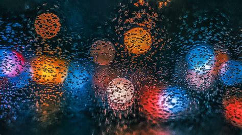 Hd Wallpaper Waterdrops Bokeh Lights Raindrops Glass Car Glass