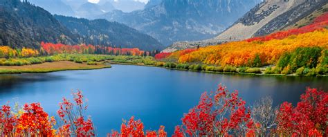 Autumn Trees Wallpaper 4k Lake Mountain Range Nature 4920