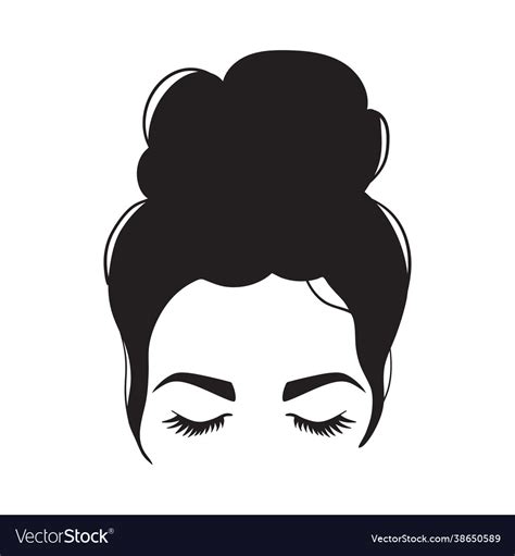 Woman Messy Bun Silhouette With Hair Royalty Free Vector