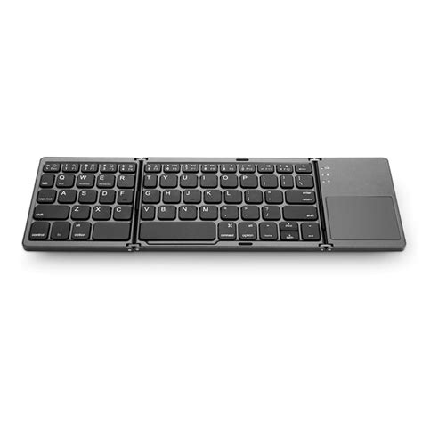 Portable Twice Folding Bluetooth Keyboard Bt Wireless Touchpad For Ios