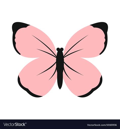 Pink Butterfly Icon Flat Style Royalty Free Vector Image