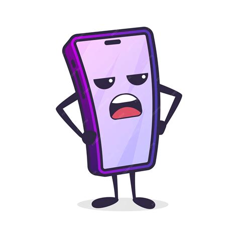 Premium Vector Phone Cartoon Character Unhappy Emotion