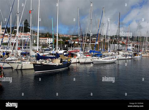 Portugal Azores Faial Horta Harbour Marina Stock Photo Alamy