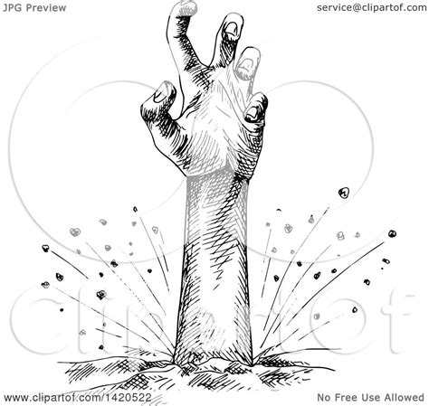 clipart of a sketched black and white zombie hand royalty free vector illustration by vector