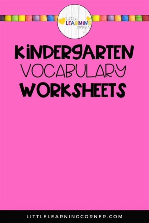 25 Printable Kindergarten Vocabulary Worksheets Video Video In 2022