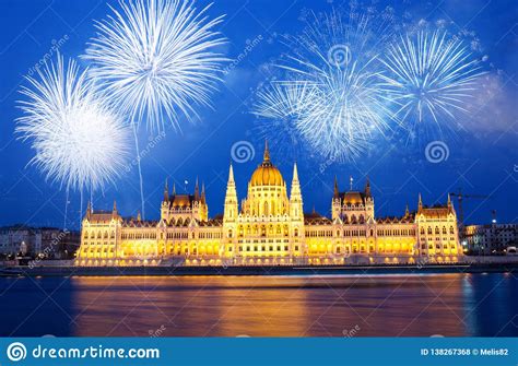 Fireworks Around Hungarian Parliament New Year Destination Budapest