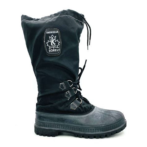 Sorel Snowbear Tall Black Winter Snow Boots Mens Size 9 | eBay