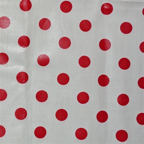 Red Polka Dots On White Fabric Chintz Polished Cotton