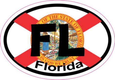 3in X 2in Oval Fl Florida Flag Sticker Vinyl Flags State Bumper