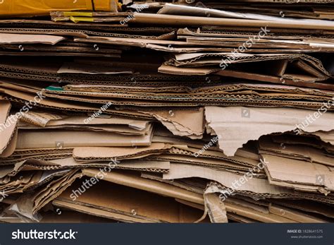 Messy Stack Used Corrugated Cardboard Recycling Stock Photo 1828641575
