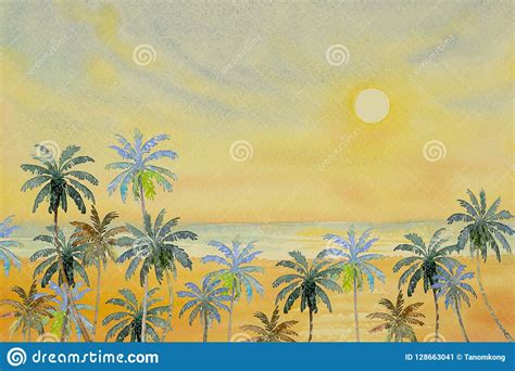 Seascape Colorful Of Beauty Beach Wave In Summery Stock Illustration