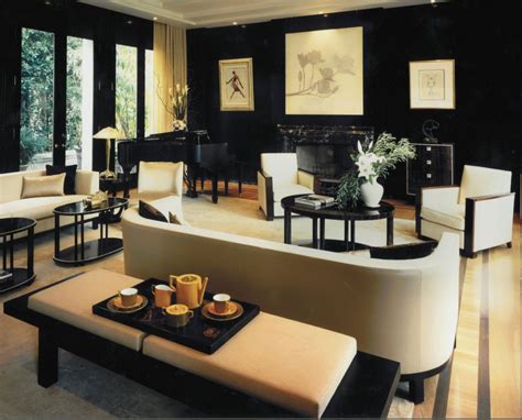 Elegant Contemporary Living Room With Art Deco Interior
