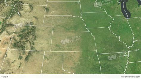 Kansas State Usa Extruded Satellite Map Stock Animation