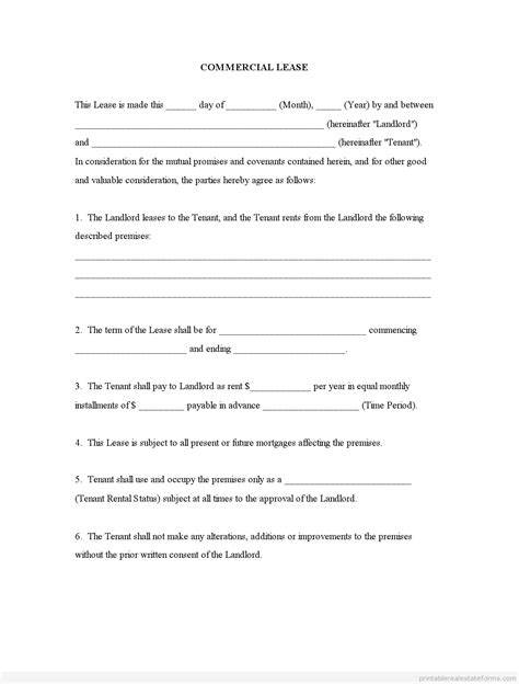 Free Commercial Lease Agreement Forms To Print Template