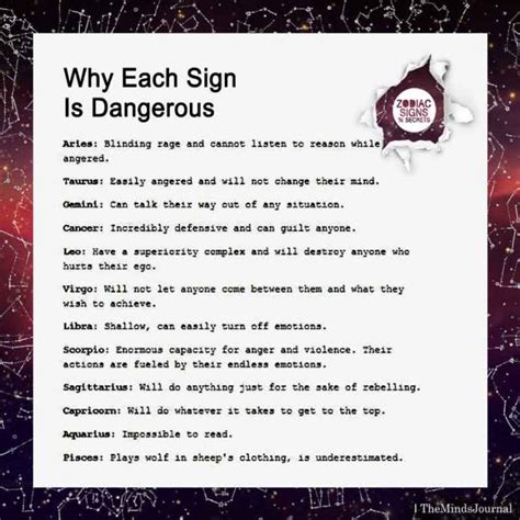 Cancer is ruled by the moon, which gives people born under this sign great emotional sensitivity. Why Each Sign Is Dangerous