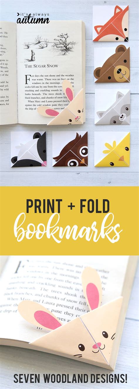 Diy Woodland Animals Origami Bookmarks Print Fold Origami