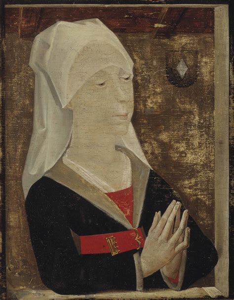 Flemish School 15th Century Portrait Of A Lady Half Length In A