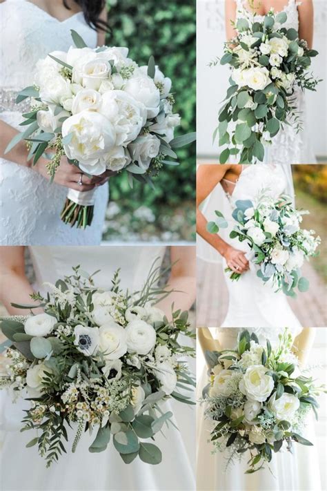 These are the bouquets and centerpieces you're going to. 35 Simple White and Greenery Wedding Bouquets in 2020 ...