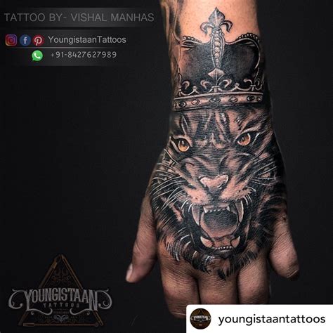 Tiger Tattoo On Hand Hand Tattoos Lion Hand Tattoo Hand Tattoos For Guys