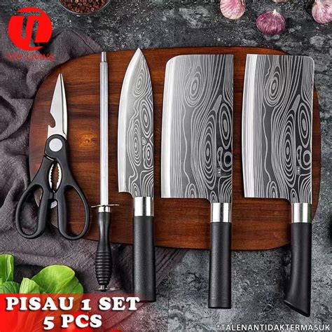 TOP LIVING Kitchen knife set of 5 / Pisau dapur 5 in 1 Stainless Steel