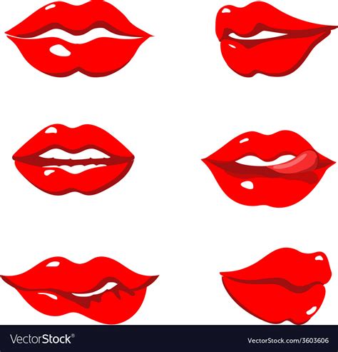 set of red lips royalty free vector image vectorstock