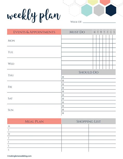 Free Printable Weekly Calendar Best Calendar Example