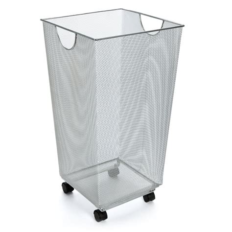 Industrial wire baskets the wire mesh version of the bulk container can be collapsible, but quite often, they are rigid. Silver Mesh Handy Bin with Wheels | The Container Store